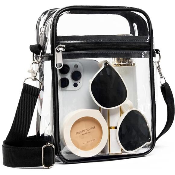 Clear Crossbody Purse Bag, Clear Bag Stadium Approved with Front Pocket - Picture 1 of 7